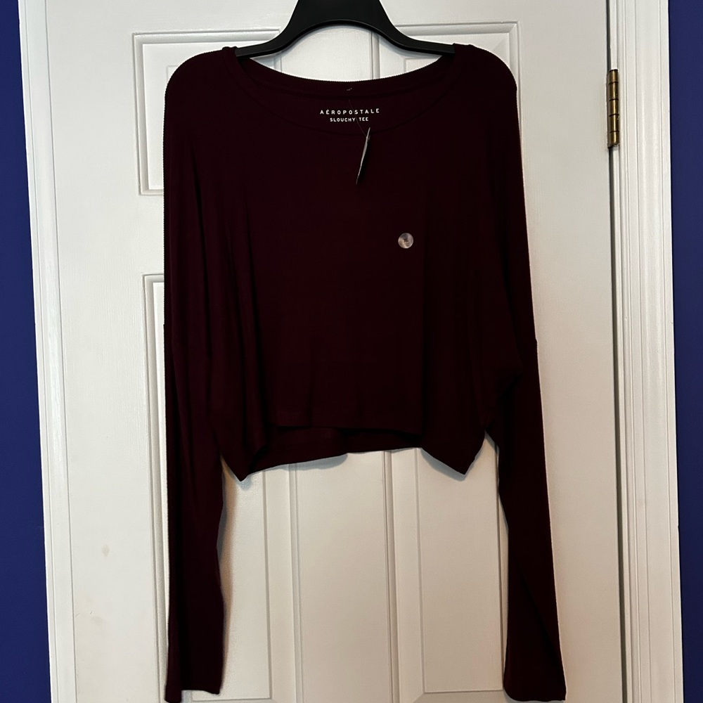 Cropped maroon long sleeve